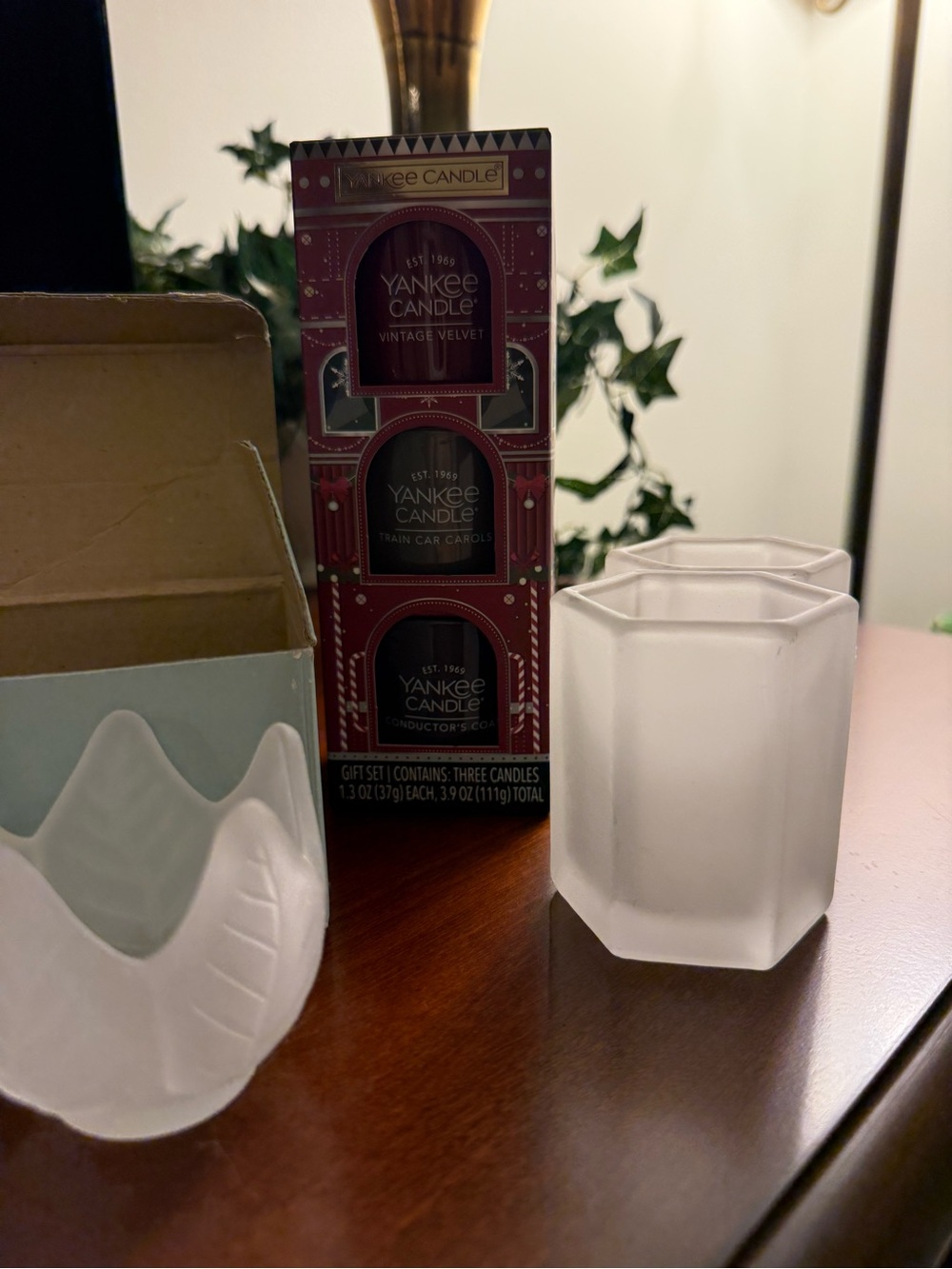 Frosted Glass Votive Holders - White (Set of 3) glass blown ornament - Picture 4 of 4
